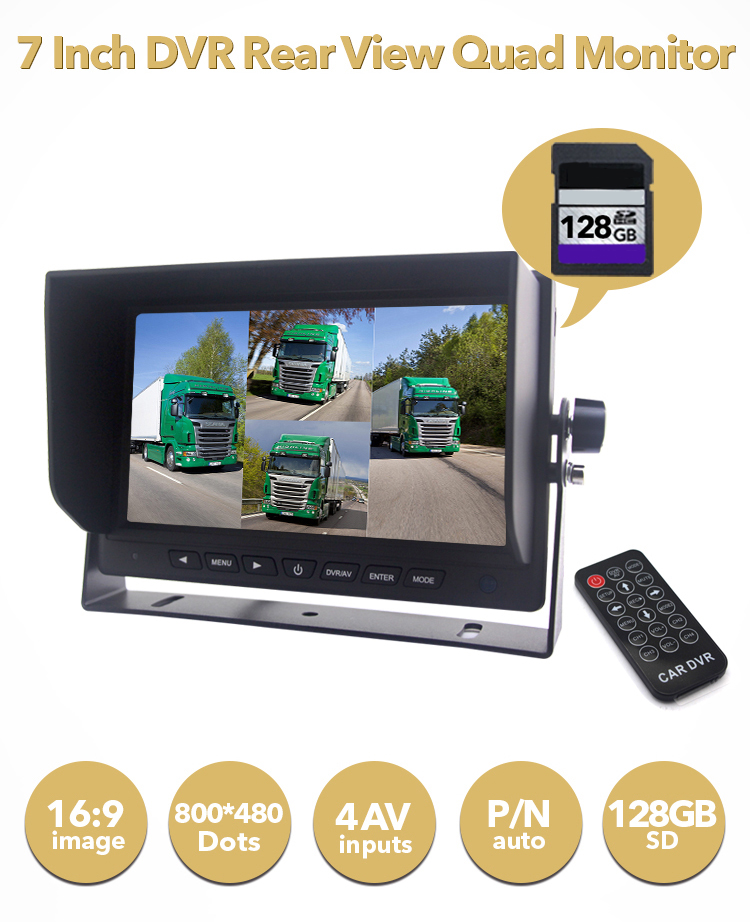 DVR 7 اینچی برای 4 دوربین و کارت SDXC 128 گیگابایتی