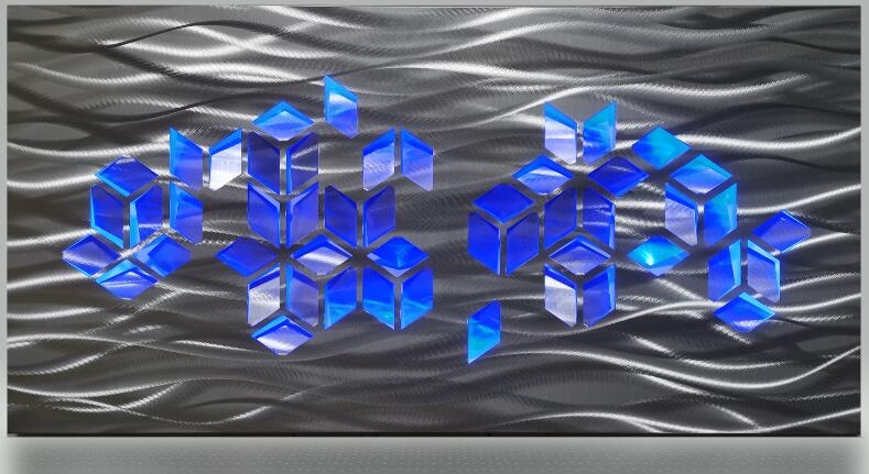 نقاشی های دیواری انتزاعی فلزی به شکل سه بعدی - چراغ روشن