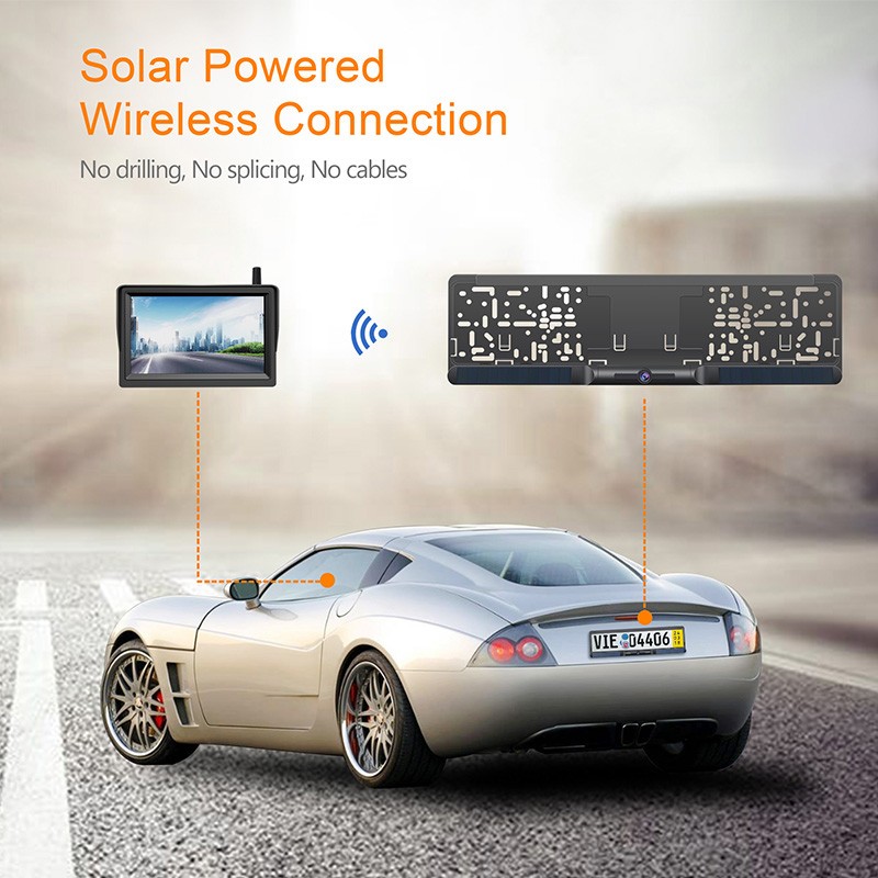 دوربین خورشیدی خودرو و مانیتور HD در پلاک