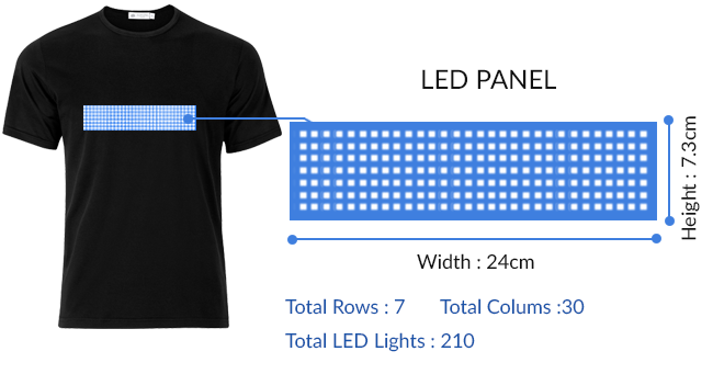 تی شرت led با متن بلوتوث قابل برنامه ریزی