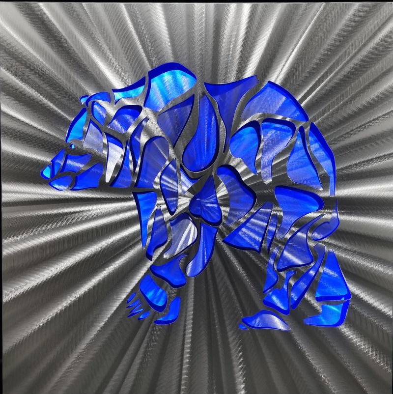 خرس قطبی - ال ای دی نقاشی های فلزی انتزاعی سه بعدی آلومینیومی