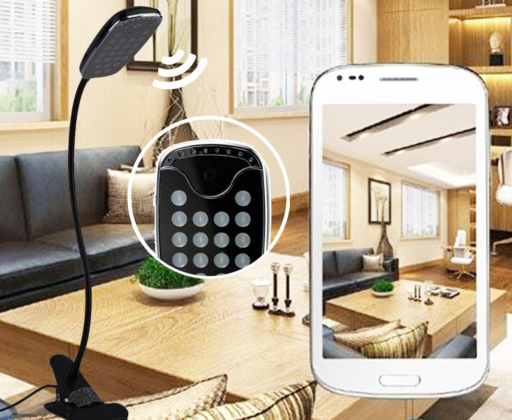 چراغ رومیزی LED با دوربین مخفی وای فای