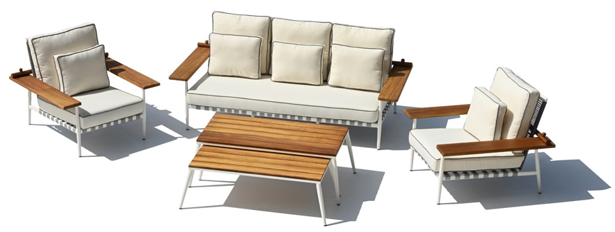 طراحی منحصر به فرد صندلی باغ در فضای باز با آلومینیوم چوبی با میز بزرگ