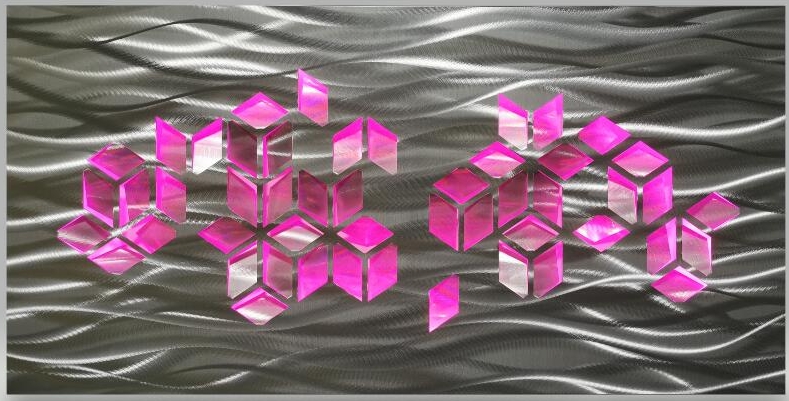نقاشی سه بعدی آلومینیومی فلزی با نور پس زمینه led