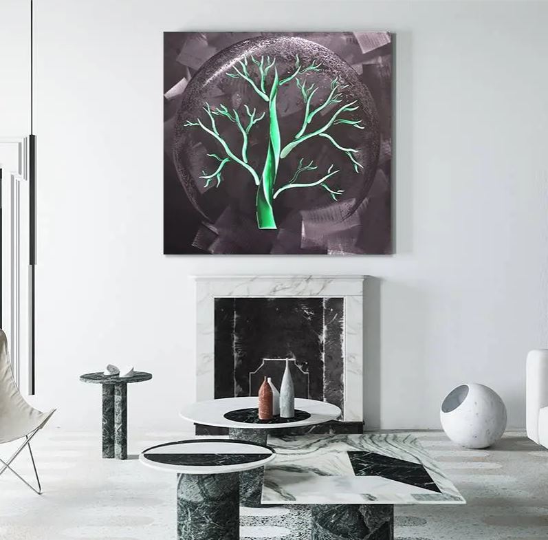 درخت زندگی نقاشی های فلزی نقره آلومینیوم برای دیوار