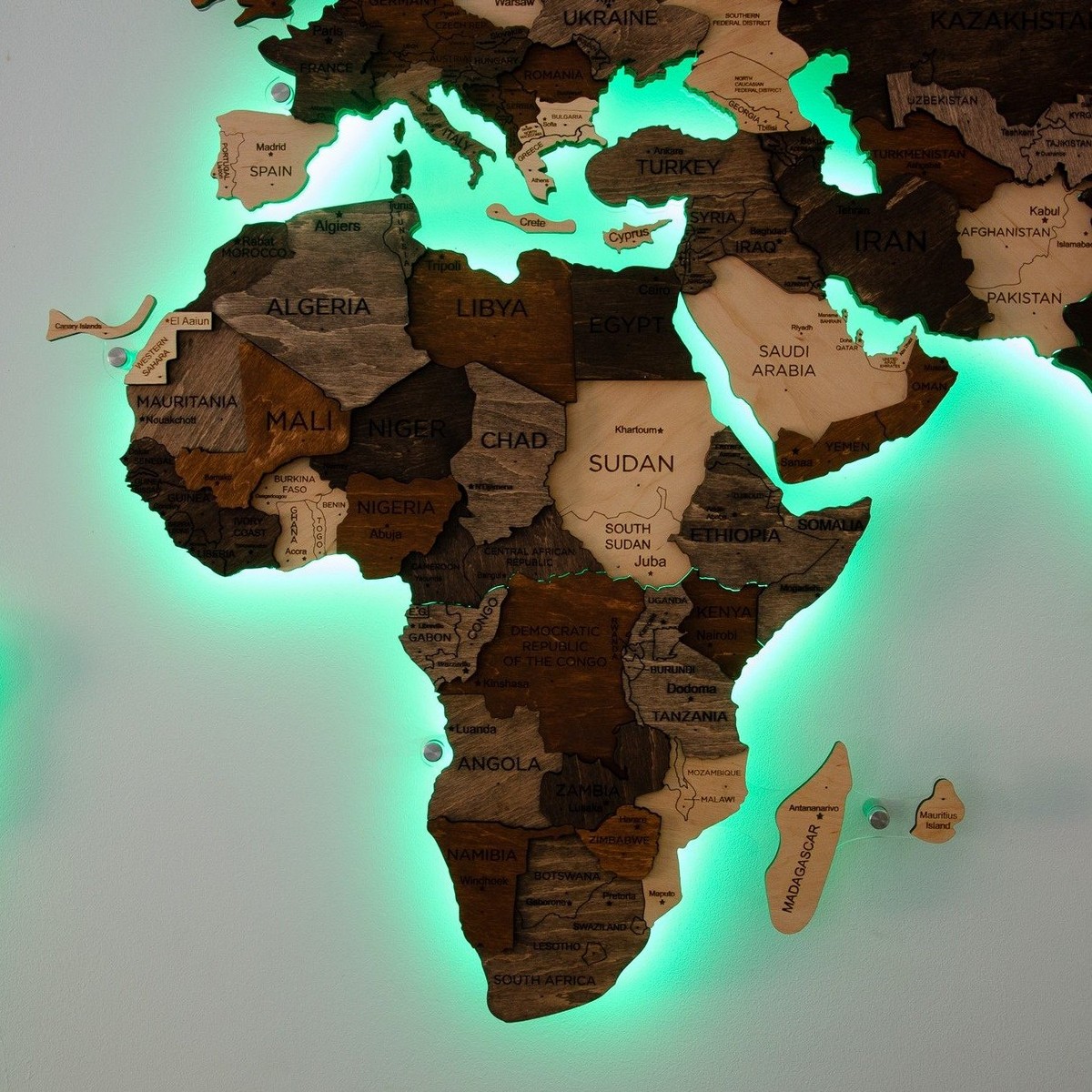 نقشه های چوبی جهان با نور پس زمینه led