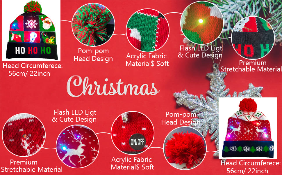 لوبیاهای کریسمس برای زمستان با طرح‌های مختلف - با LED روشن کنید